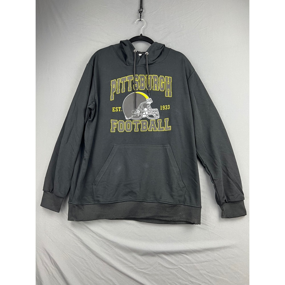 Pittsburgh Football est 1933 Three In Hoodie Mens XL Black Helmet Graphic NWOT